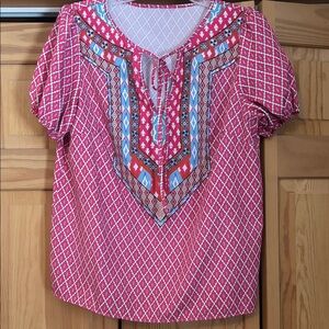 Pink Geometric Patterned Women's Top